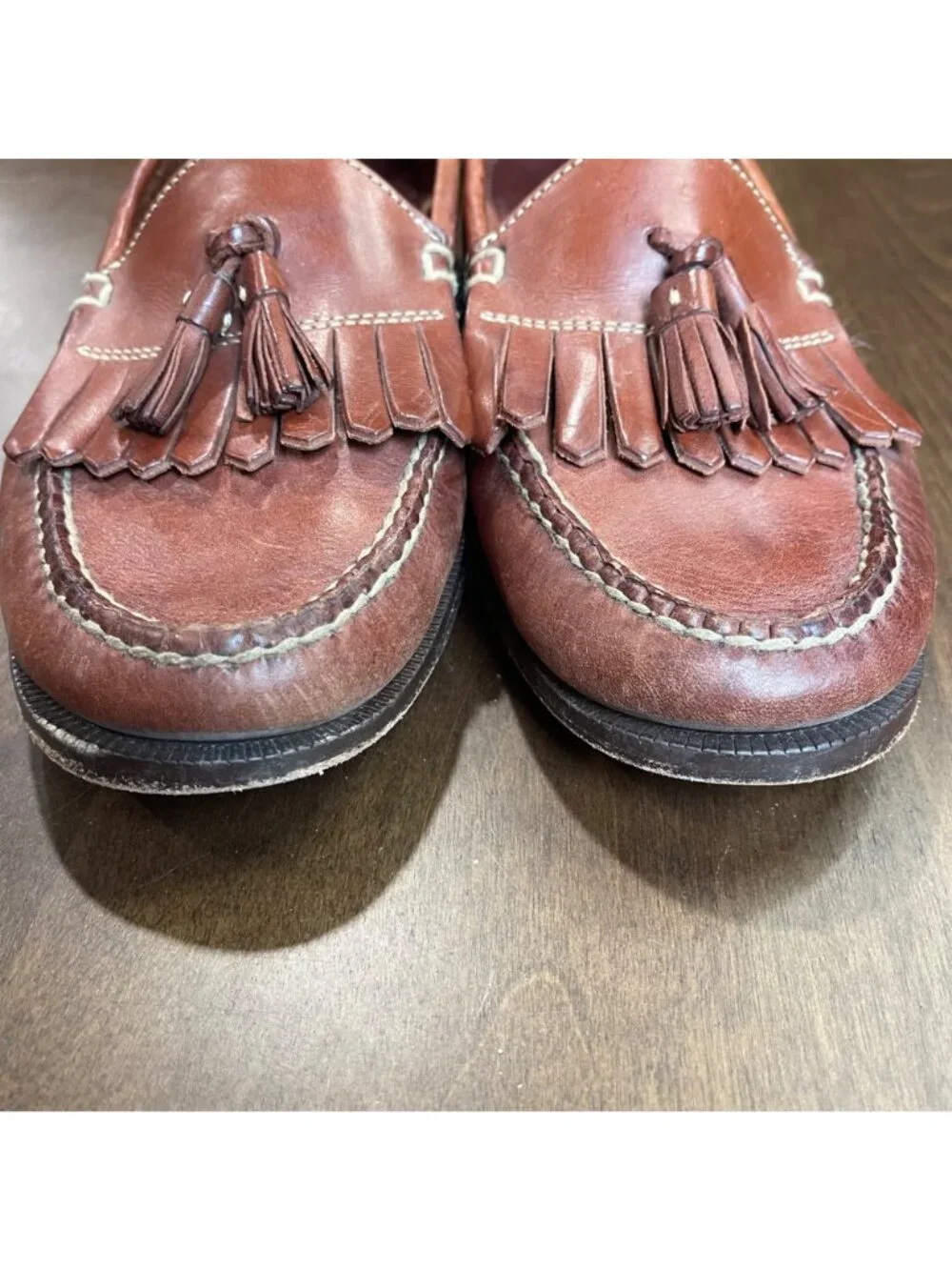 Cole Haan Leather Pinch Tassel Loafer Men's Size 9M‎ Brown Handsewn in Brazil